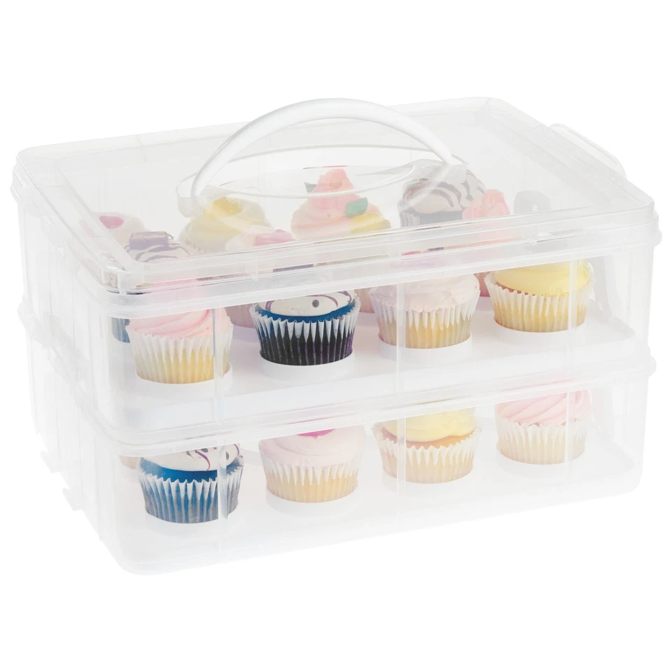 Cupcake Carrier with Lid and Handle Mini Cake Container Holder for 24 Cupcakes - Image 1 of 4