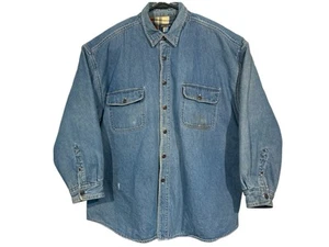 Vintage World Island Jeansjacke blau Herren 2XL kariert Fleece gefüttert - Bild 1 von 7