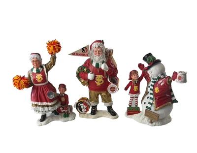 Danbury Como Nuevo NCAA Florida State Seminoles FSU Lote de 3 Estatuillas de Navidad 9" Foto 1 de 4