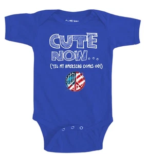Cute Now... 'Til My American Comes Out Peace Infant Baby Usa Flag Bodysuit - Picture 1 of 9