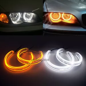 Switchback Crystal LED Angel Eyes Ring DRL For BMW E46 Non Projector 131MM+146MM - Imagen 1 de 8