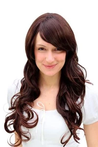 Wig Ladies Long Brunette Braun Waved Points Parting 55 CM 618-1A-2T33 - Picture 1 of 4