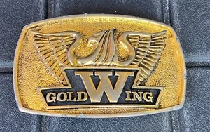 Gold Wing Motorcycle Belt Buckle Gold Tone Black Enamel - Picture 1 of 8