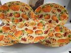 Large Plastic Thanksgiving Fall Harvest Serving Bowl Pumpkins & Leaves 16.5 inch