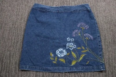 Falda corta valarie Stevens Y2K denim para mujer talla 12 (32x18) bordado floral Foto 1 de 4