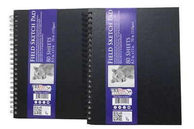 2 Pk U.S. Art Supply 8.5" x 11" Hardcover Sketch Book 80 Sheets 70 lb (110gsm) - Image 1 of 3