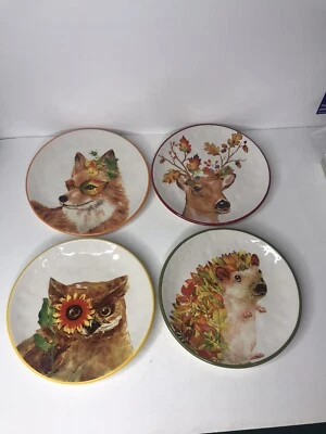 Juego de platos de dolomita pintados a mano Pier 1 Harvest Garden Critters ensalada postre Foto 1 de 4