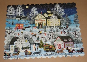 Jane Wooster Scott Art - Christmas Traffic Jam Cork Puzzle - Complete and Nice - Picture 1 of 13