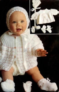 Baby Knitting Pattern Layette, Coat Bonnet Bootees Mitts in 3 Ply - copy - #34 - Picture 1 of 1