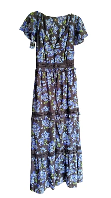 Maxi Vestido Disney Princesa Mulan Cosplay Negro Azul Floral Volantes Nivel Pequeño Usado en Excelente Condición Foto 1 de 4