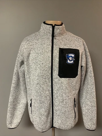 Creighton Bluejays Mens Medium Gray Black Full Zip Sweatshirt Heavy Jacket Coat Cover