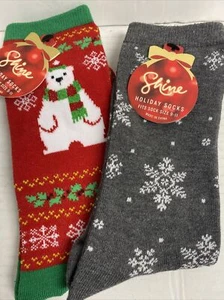 New! 2 Pair Women’s Christmas Socks Size 9-11 Novelty Great Stocking Stuffer - Picture 1 of 4