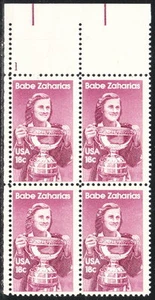 US #1932 18¢ Babe Zaharias Plate Block MNH - Picture 1 of 1