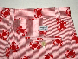 VINEYARD VINES SEERSUCKER SHORTS GIRLS SZ 14 X 9.5" RED ON WHITE PRINTED CRABS - Picture 1 of 7