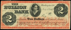 Washington D.C. Bullion Bank $2 July 4, 1862 Haxby-DC170G22a Obsolete - Picture 1 of 3