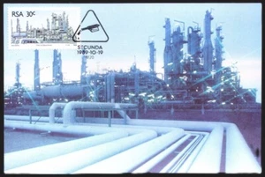 Maxi tarjeta Sudáfrica 1989, fuentes de energía, planta de conversión de carbón a petróleo - Imagen 1 de 1