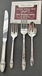 Rogers Bros First Love Silverplate Flatware Vintage 4 Piece 2 Forks spoon Knife - Picture 1 of 9