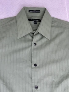 NWT Axist Men's Slim Fit Green Striped Button-Up Long Sleeve Shirt Size 15 32/33 - Picture 1 of 8