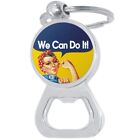 We Can Do It Bottle Opener Keychain - Metal Beer Bar Tool Key Ring