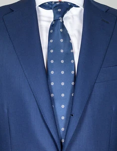 Kiton Krawatte in dunkelblau mit weißen Blumen / RegEUR240 - Picture 1 of 1