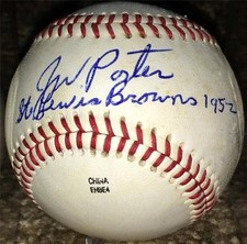 J.W. "JAY" PORTER SIGNED "ST. LOUIS BROWNS 1952" BASEBALL COA