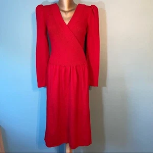 Vestido suéter estilo envolvente tejido vintage para mujer - Imagen 1 de 11