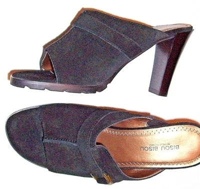 Ladies 8 ~ Bisou Bisou Gorgeous Genuine Fine Suede HEELS SHOES Black Free Ship - Image 1 of 4