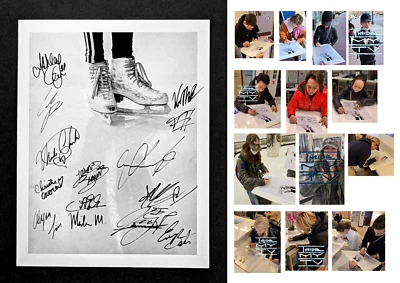 U.S. Figure Skating SIGNED POSTER PHOTO Liu GLENN Chock MA Pulkinen EFIMOVA +8 - Image 1 of 4