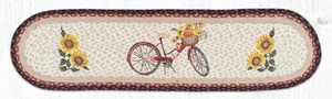 Geflochtene Jute Hand Schablonen Oval Tischläufer. Erdteppiche. ROTES FAHRRAD. 13"X48" - Bild 1 von 1