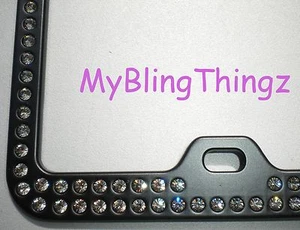 Jet Hematite Crystal Rhinestone Black License Plate Frame w/ Swarovski Crystals - Picture 1 of 2