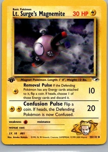 #050/132 Lt. Surge's Magnemite (50) Gym Heroes Uncommon First Edition - Picture 1 of 2