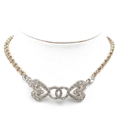 Collana CHANEL girocollo cuore cristallo oro usata