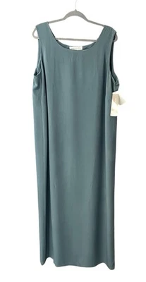 NWT Jones New York Dress Womens 18W Green Aegean 100% Silk Maxi Sheath MSRP 199 - Image 1 of 4