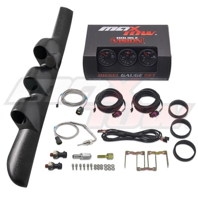 MaxTow Boost EGT Fuel PSI Gauges + Triple Pod w SPK for 98-02 Dodge Ram Cummins — 第 1/4 张图片