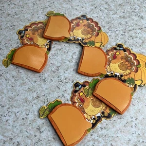 Vintage Thanksgiving Truthahn Kürbis Dekoration Waben Papier 2” x 6” 5er Set - Bild 1 von 6
