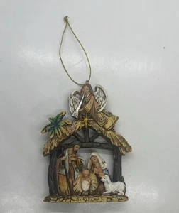 Resin Carved Wood Look Nativity Scene Ornament Holy Family Jesus Christmas Angel - Picture 1 of 24
