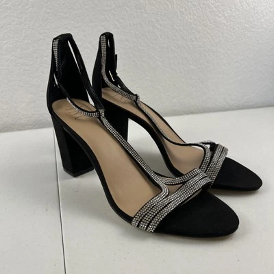 INC Mujeres Keyla Metálico Estrás Tacón Bloque Zapatos Negro Gamuza EE. UU. Talla 10M Foto 1 de 4