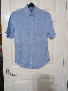 Mens Fynch Hatton Short Sleeve Shirt Size M 39 Soft Woven Linen - Picture 1 of 8