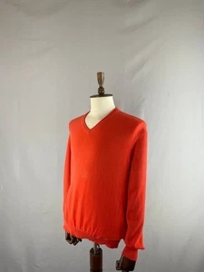 Brunello Cucinelli Mens Sweater Size XL Orange Cashmere V-Neck Long Sleeve - Picture 1 of 15