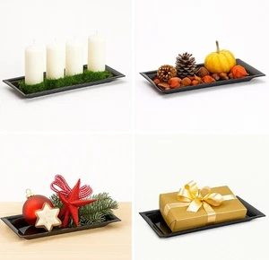 Tablett 28x12cm schwarz Dekotablett Tischdeko Teller Schale Kerzentabelett  o289 - Bild 1 von 2