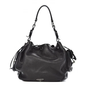PRADA Vitello Daino Drawstring Leather Drawstring Bucket Bag - Picture 1 of 16
