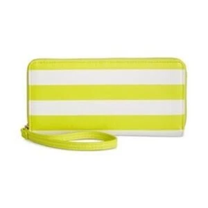 On 34th Women's "Angii" Zip Around Wristlet Wallet in Striped Yellow & White - Picture 1 of 5