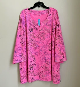 Fresh Produce Paisley Tunika Jersey Damen 3x Pink Cosmos Waverley Swirl Neu mit Etikett USA - Bild 1 von 12