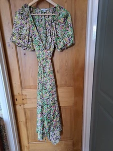 Topshop Size 10 Multi Floral Wrap Dress - Picture 1 of 18