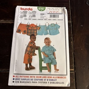 BURDA #9707 - INFANT BOYS POCKET SHIRT & CONTRAST SHORTS PATTERN 6M-3YR  FF - Picture 1 of 5