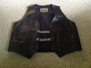 Size 44 Hudson Leather Vest with Silver Colored Decorative Chains on buttons - Picture 1 of 1