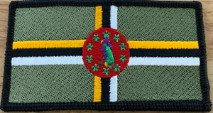 DOMINICA Flag Patch W/ Hook Adhesive Fastener Tactical Olive Draft Version  - Picture 1 of 2