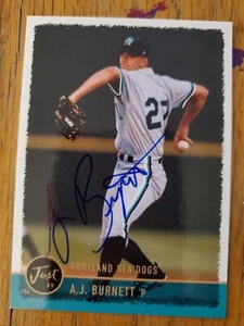 AJ Burnett ~ Portland Sea Dogs ~ 1999 Just ~ signed Autogrammkarte MLB - Bild 1 von 1