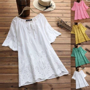 Womens V-Neck Pullover Butterfly Sleeve Solid Short Sleeve T-shirts Blouse Tops - Picture 1 of 17