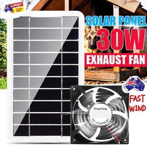 30W Solar Panel Power Fans Ventilator Exhaust Roof Attic Pets House Ventilation - Picture 1 of 13